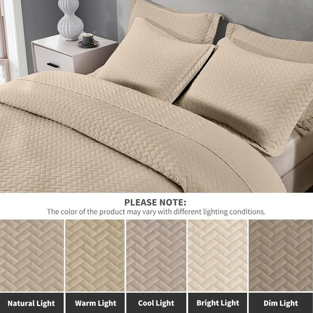 Maple&Stone Quilt Set Twin/Twin XL, XL (68'' x 86''), Chevron Beige